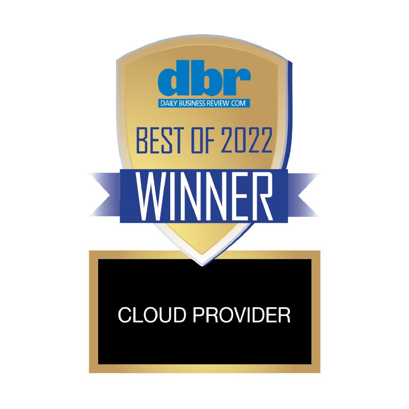 Emblem winner award for Daily Business Review's best cloud provider in South Florida
