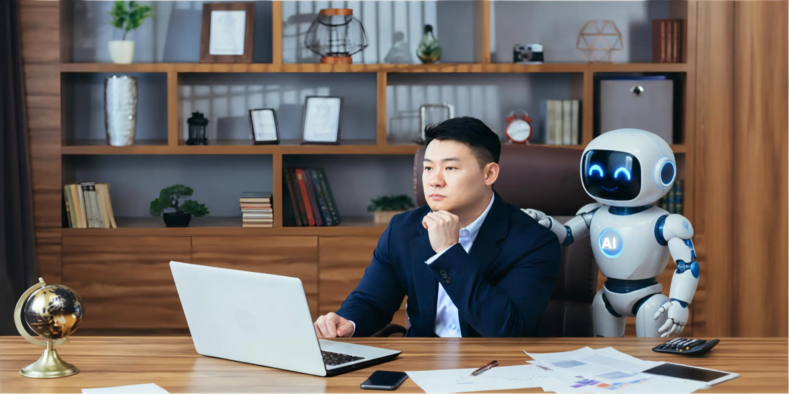 The Hidden And Unexpected Costs Of A Data Breach: Navigating The Cybersecurity Iceberg 2 Business team reviewing AI security policies and guardrails for employee use